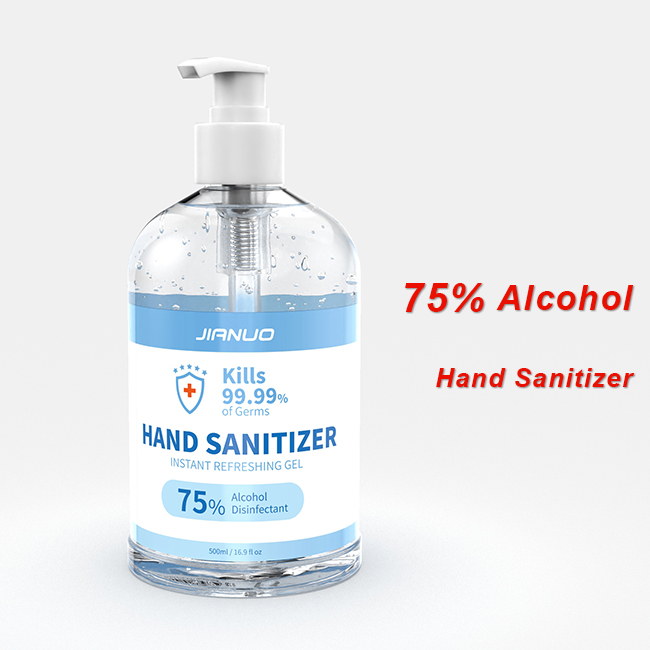In Stock Wholesale 500ml Waterless 75% Alcohol Hand Sanitizer Gel 500ml Antibacterial